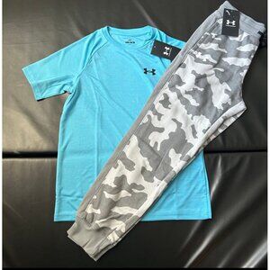 NWT Under Armour Jogger & Tee Set Boys Youth Size Large